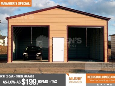 28X31X12 Metal Garage (2 Car)