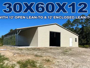 30x60x12 Metal Building with Lean-tos