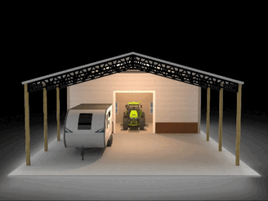36x50x16 Combo Pole Barn with 20' Storage, 30' Open